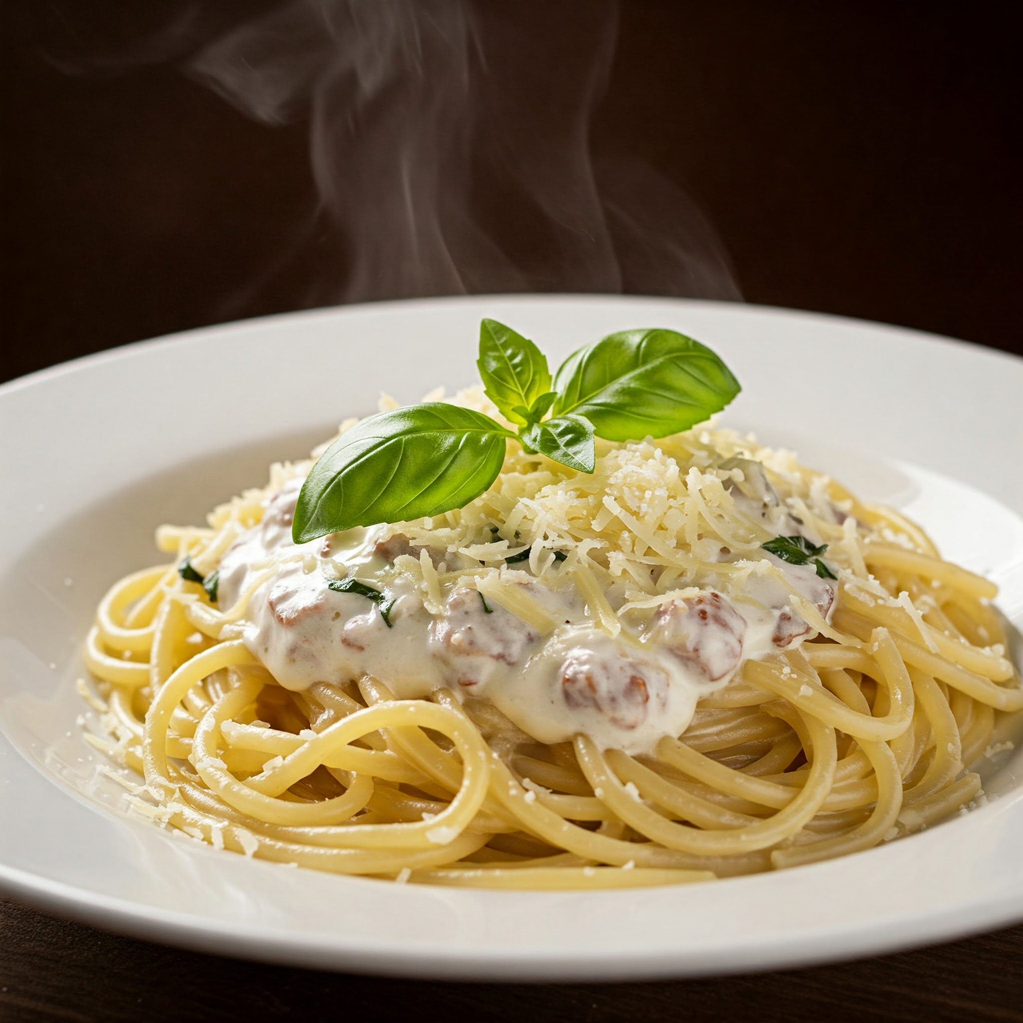 Close-up of a delicious pasta dish at Alfredo's Italian Kitchen, showcasing fresh ingredients. alfredos italian kitchen
