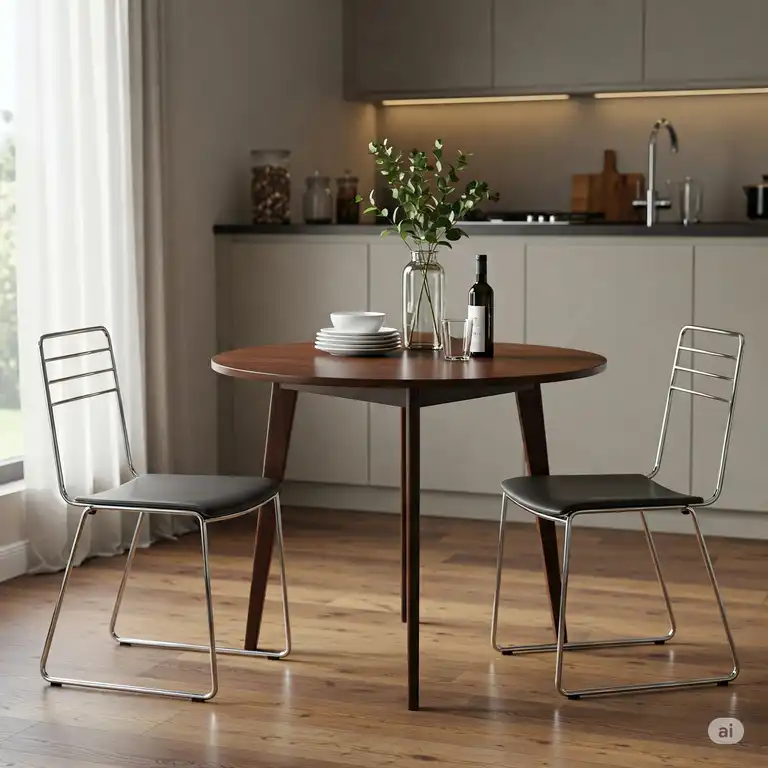 A stylish 42 round kitchen table, perfect for small dining spaces.
