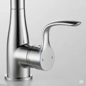 Ergonomic single lever faucet kitchen handle for easy water control.