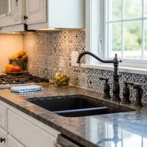 Simplified steps for installing an oil rubbed bronze kitchen faucet, highlighting ease of setup.