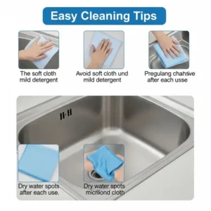 Easy cleaning tips for maintaining the shine and hygiene of a **stainless steel kitchen wash basin**.