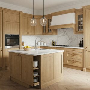A beautifully designed European kitchen featuring stylish and functional cabinets.