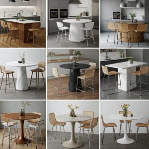 Showcase of round and rectangular counter height kitchen table and chairs designs.