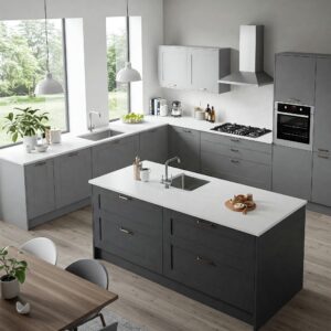  Exploring different shades of gray in modern gray kitchen cabinet designs. 