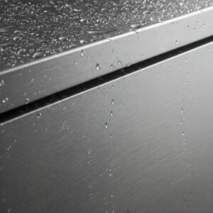  Easy-to-wipe and maintain surface of a stainless kitchen cabinet.