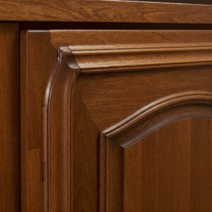 Detailed view of a stylish European kitchen cabinets door showcasing its craftsmanship.
