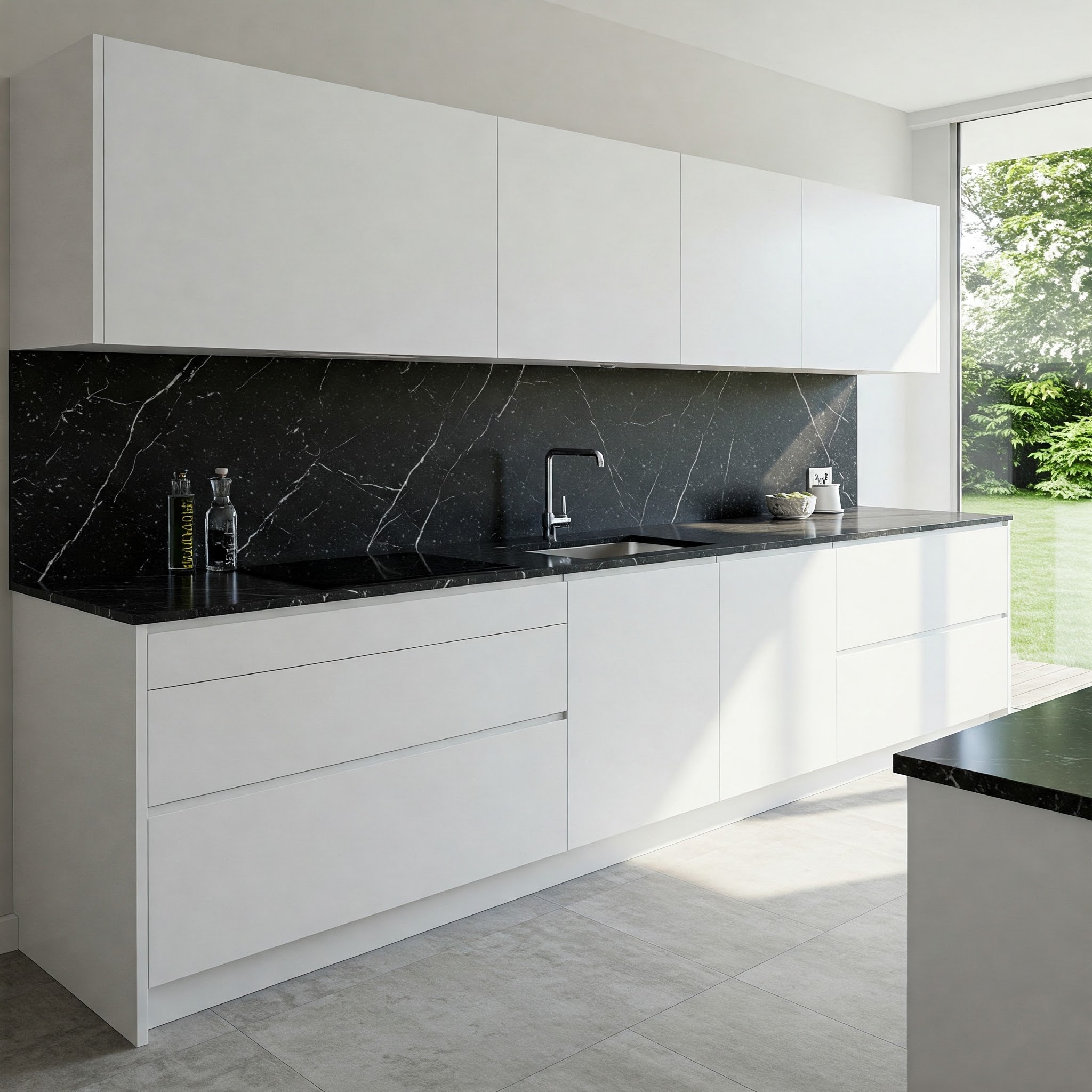 Sleek frameless kitchen cabinets with a modern, minimalist design.