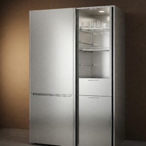 Durable and easy-to-clean full stainless kitchen cabinet.