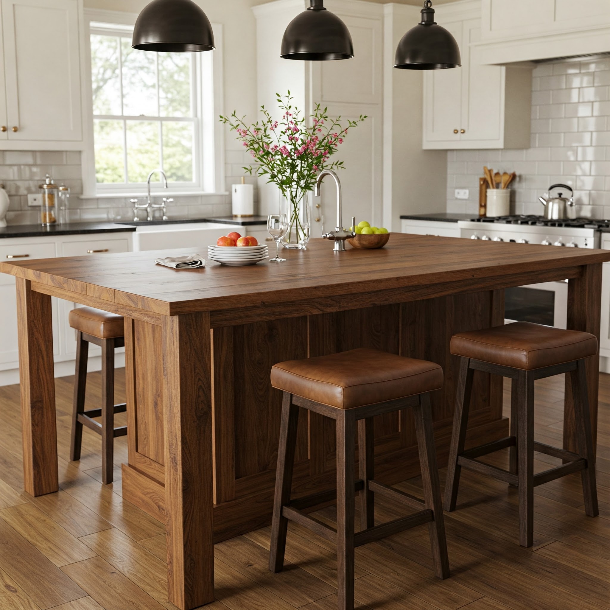 12 Stunning Ideas Stained Wood Kitchen Island Table With Legs For ...