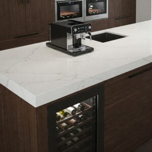 A well-designed kitchen cabinets with island incorporating built-in appliances for convenience.