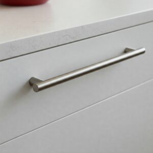  Long and thin Modern Kitchen Cabinet Pulls installed on a kitchen drawer front.
