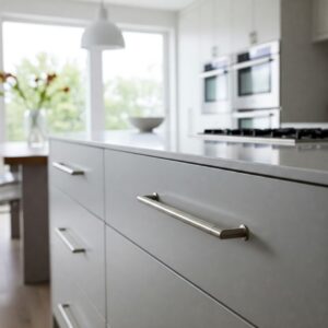 Modern handle-style Modern Kitchen Cabinet Pulls in a contemporary kitchen setting.