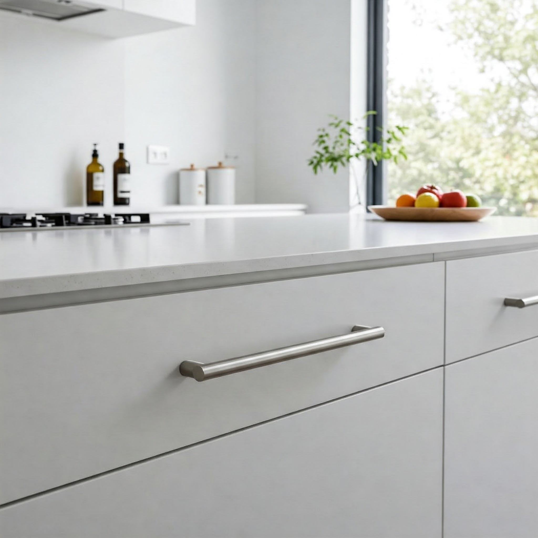 Sleek Modern Kitchen Cabinet Pulls in a minimalist kitchen design.