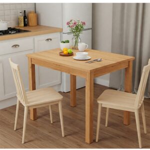 Space-saving small butcher block kitchen table ideal for apartments or smaller dining areas.
