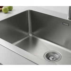 Close-up view highlighting the deep basin of a 30 kitchen sink, perfect for accommodating large pots and pans.