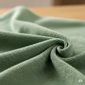 Close-up view of the plush, high-quality fabric texture of a luxury kitchen towel, highlighting its premium feel.