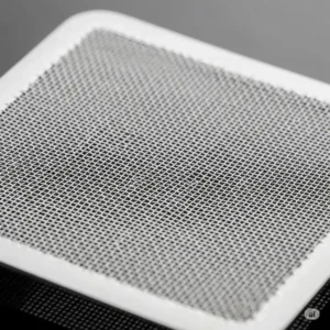 Detailed view of a flat mesh drain strainer kitchen, showing its fine holes for efficient water drainage and particle capture.
