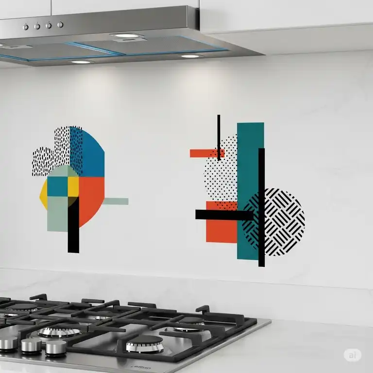 Stylish kitchen wall decals featuring a modern design, perfect for adding a touch of personality to your culinary space.