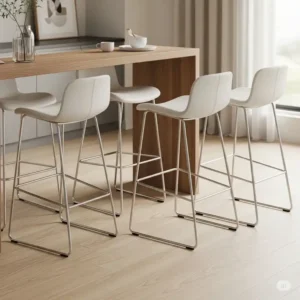  Modern bar stools with a minimalist design, perfect for a contemporary kitchen breakfast bar.