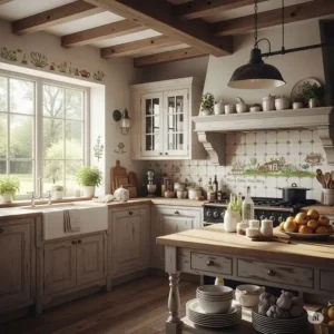 Rustic farmhouse kitchen wall decals, complementing traditional or country-style kitchen decor.