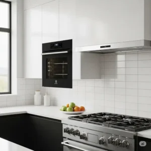 Electrolux kitchen appliances: An oven and range in a contemporary kitchen setting.