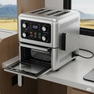 A multi-function toaster and air fryer combo, providing versatility among the rv kitchen appliances.