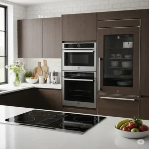 A full suite of Electrolux kitchen appliances, showcasing a cohesive design.