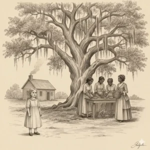 Young Irish orphan Lavinia arriving at the kitchen house as depicted in the kitchen house book. 