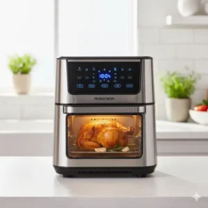 Crispy whole chicken cooked inside a 12qt air fryer