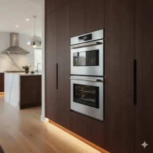 Contemporary luxury double wall oven installation, perfect for serious home chefs.