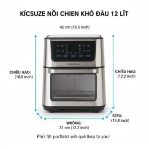 Dimensions and size of the 12qt air fryer for easy kitchen placement