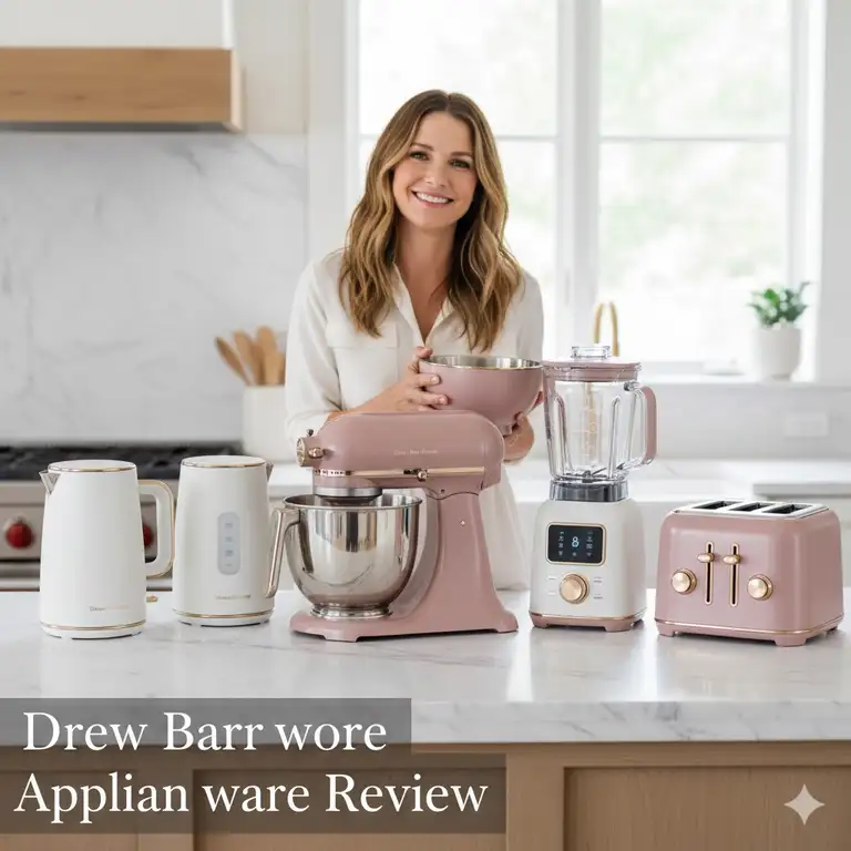 Drew Barrymore's Beautiful Kitchenware line featured in a comprehensive appliance review, highlighting the design.