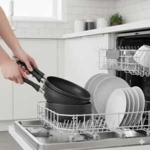 Effortless cleanup of the nonstick pots and pans from Gotham Steel in the dishwasher.