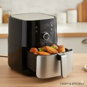 Crispy, golden-brown chicken wings cooked perfectly in the lowest watt air fryer, proving that you don't need high power for great results.