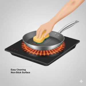 Demonstrating the effortless cleaning process of a durable stainless steel non stick saute pan