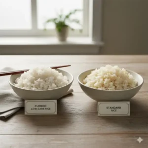 Comparison between healthy rice and regular rice made in a cuckoo low carb rice cooker.