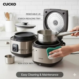 How to remove the lid and clean the parts of a cuckoo low carb rice cooker easily.