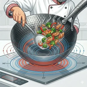 Illustration 3: Technical diagram of a concave induction hob designed specifically to cradle an induction range wok.