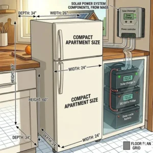A slim and tall apartment-style tiny house fridge designed to fit narrow floor plans.