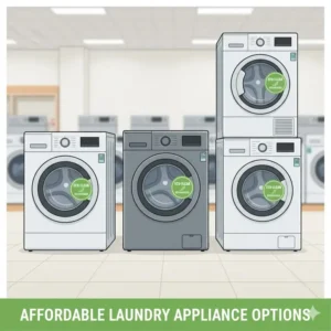 A wide selection of affordable refurbished washer deals in a showroom.
