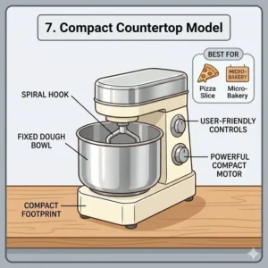 A space-saving countertop model perfect for small kitchens from the list of best spiral mixer brands.