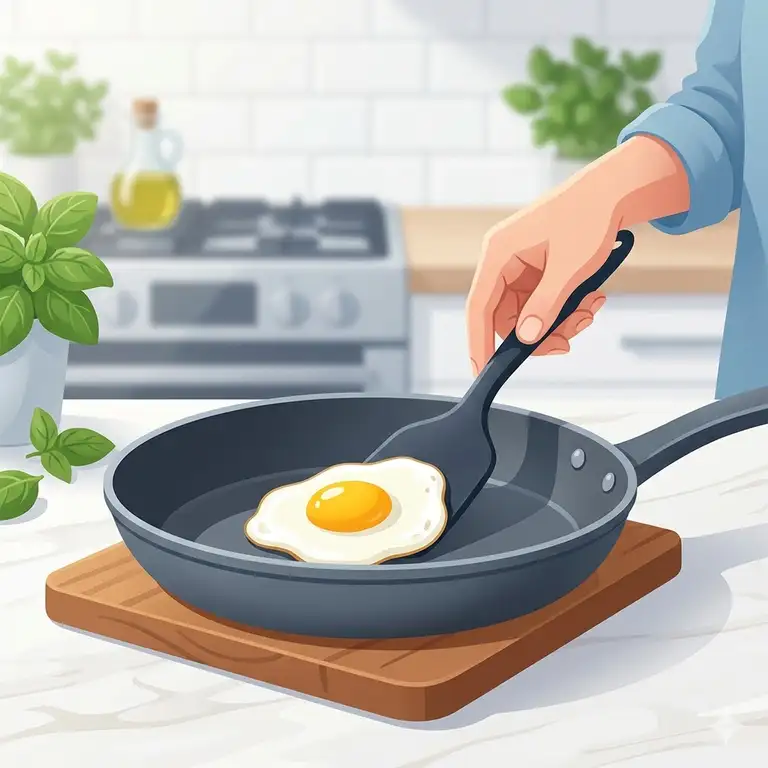 A detailed guide on how to use nonstick pan safely without damage in a modern kitchen setting.