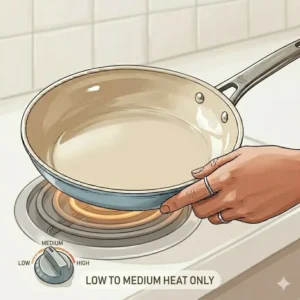 Hand-washing a new pan with mild soap as the first step of how to use ceramic pan first time.