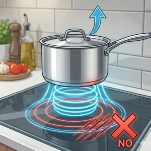 Remember to lift the pan instead of sliding to understand how to use induction cookware correctly without scratching the surface.