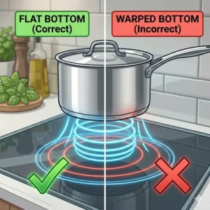 Ensure the pan has a perfectly flat bottom as part of knowing how to use induction cookware correctly.