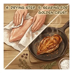 Using a lid to trap moisture while discovering how to cook chicken in frying pan juicy.