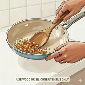 Adding a small amount of oil or butter before cooking, a key part of how to use ceramic pan first time.