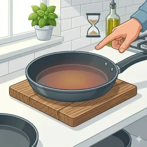 Letting a pan cool down naturally, a vital part of how to use nonstick pan safely without damage.