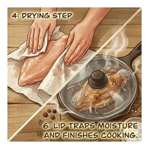 Checking the internal temperature to ensure how to cook chicken in frying pan juicy and safe.