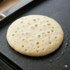 Watching for surface bubbles which is a sign of how to cook pancakes on griddle evenly before flipping.